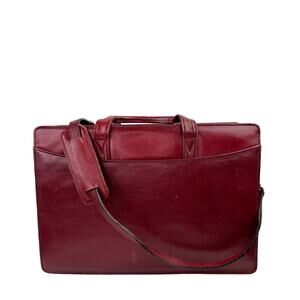 Vintage Scully Unisex Burgundy Red Leather Laptop Work Bag Briefcase Strap VTG